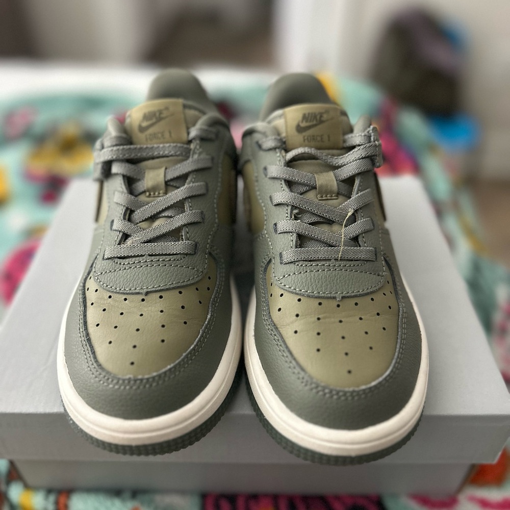 Nike Green Sneakers with Suede Texture and Perforated Design